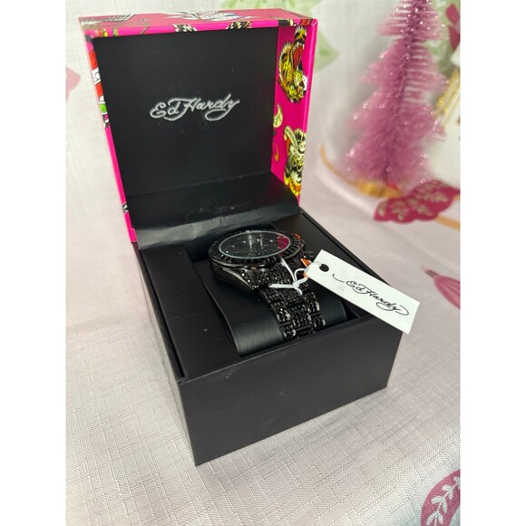 Ed Hardy Women's Black Rhinestone Watch - Picture 3 of 4